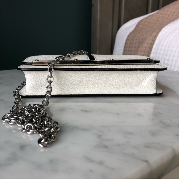Henri Bendel White Leather Crossbody Handbag with Silver Details - Picture 5 of 15